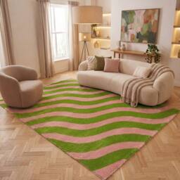 THE RUGS Joli Wavy Soft & Dense Pile Living Room & Bedroom Rug in Olive - Size: 120 cm x 170 cm - thumbnail 8