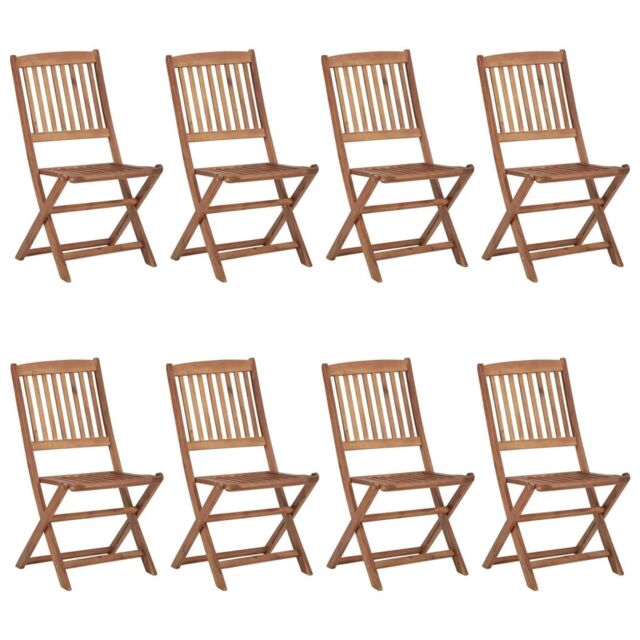 Berkfield Home Folding Outdoor Chairs 8 pcs Solid Acacia Wood in Brown - image 1