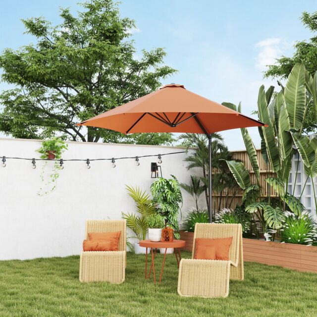 OUTSUNNY 2.5M Offset Roma Patio Umbrella W/ 360° Rotation & Base in Orange - image 1