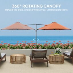 OUTSUNNY 2.5M Offset Roma Patio Umbrella W/ 360° Rotation & Base in Orange - thumbnail 5