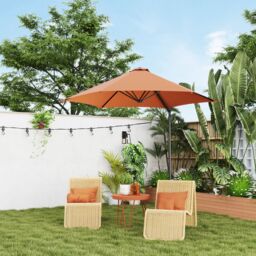 OUTSUNNY 2.5M Offset Roma Patio Umbrella W/ 360° Rotation & Base in Orange