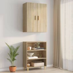 Berkfield Home Hanging Wall Cabinet Sonoma Oak 69.5x34x90 cm in Brown - thumbnail 3