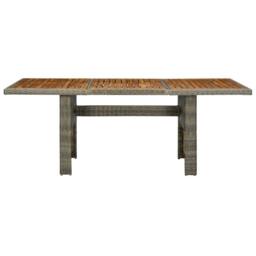 Berkfield Home Garden Table Brown Poly Rattan & Solid Acacia Wood - thumbnail 1