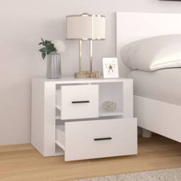 Berkfield Home Classic Bedside Cabinet White 60x36x45 cm Engineered Wood - Size: 60 x 36 x 45 cm - thumbnail 1