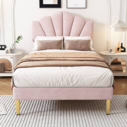 STILVORA 3ft Single Upholstered Bed with Adjustable Headboard in Pink - thumbnail 8