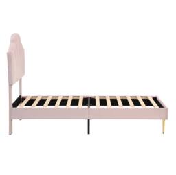 STILVORA 3ft Single Upholstered Bed with Adjustable Headboard in Pink - thumbnail 5
