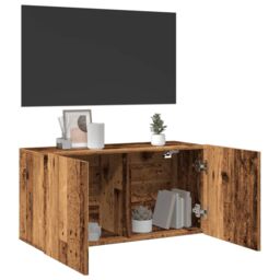 Berkfield Home TV Cabinet Wall-mounted Old Wood 80x30x41 cm in Brown - Size: 80 x 30 x 41 cm - thumbnail 4