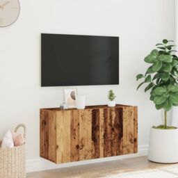 Berkfield Home TV Cabinet Wall-mounted Old Wood 80x30x41 cm in Brown - Size: 80 x 30 x 41 cm - thumbnail 3