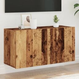 Berkfield Home TV Cabinet Wall-mounted Old Wood 80x30x41 cm in Brown - Size: 80 x 30 x 41 cm - thumbnail 1