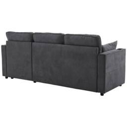 Direct Wicker 3-in-1 L Shaped Convertible Sofa Bed with Internal Storage Chaise in Dark Grey - Size: 1 Pack - thumbnail 7
