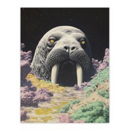 "Artery8 The Walrus Cavern Surreal Alien Landscape Stars Wall Art Print in Grey - Size: W18"" x H24""" - thumbnail 1