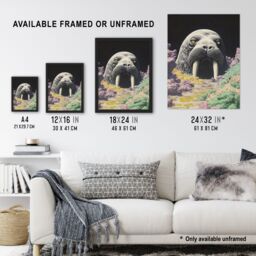 "Artery8 The Walrus Cavern Surreal Alien Landscape Stars Wall Art Print in Grey - Size: W18"" x H24""" - thumbnail 3