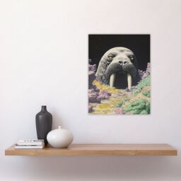 "Artery8 The Walrus Cavern Surreal Alien Landscape Stars Wall Art Print in Grey - Size: W18"" x H24""" - thumbnail 4