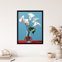 "Wee Blue Coo Wall Art Print Lustrous Lilies Calla Flowers Blue Red Living Room Framed - Size: W12"" x H16""" - thumbnail 4