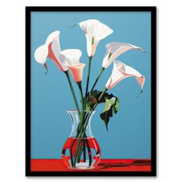 "Wee Blue Coo Wall Art Print Lustrous Lilies Calla Flowers Blue Red Living Room Framed - Size: W12"" x H16""" - thumbnail 1