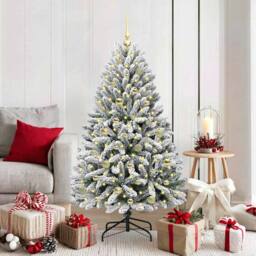 Berkfield Home Artificial Christmas Tree Green & White 150 cm PVC & Metal - thumbnail 1