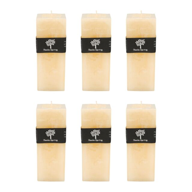 Nicola Spring Square Vanilla Pillar Candles - 110 Hours - Cream - Pack of 6 in Beige - image 1