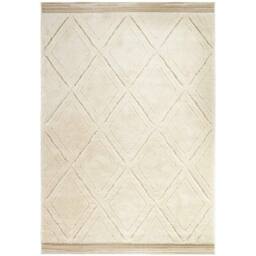 THE RUGS Colin Diamond Design Deep Pile Rug Soft 22mm High Pile Luxury in Cream - Size: 160 cm x 230 cm