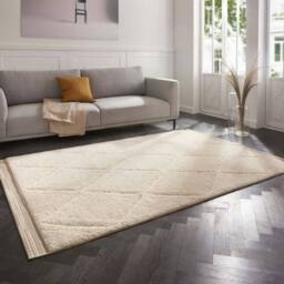 THE RUGS Colin Diamond Design Deep Pile Rug Soft 22mm High Pile Luxury in Cream - Size: 160 cm x 230 cm - thumbnail 4