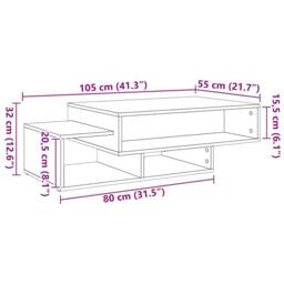 Berkfield Home Coffee Table Artisan Oak 105x55x32 cm Engineered Wood in Brown - Size: 105 x 55 x 32 cm - thumbnail 9