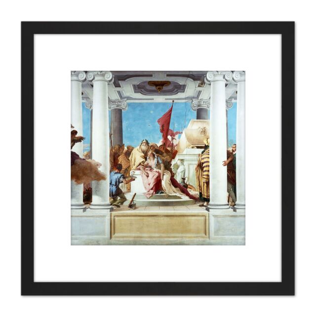 Artery8 Tiepolo Sacrifice Iphigenia Greek Myth Painting 8X8 Inch Square Wooden Framed Wall Art Print Picture with Mount in Black - image 1