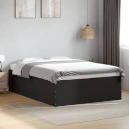 Berkfield Home Modern Bed Frame without Mattress Black 120x190 cm Small Double - thumbnail 2