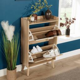 Home Source 2 Door Shoe Storage Cabinet Rattan Door Fronts Cabinet Furniture in Natural - thumbnail 6