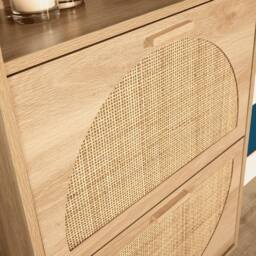 Home Source 2 Door Shoe Storage Cabinet Rattan Door Fronts Cabinet Furniture in Natural - thumbnail 9