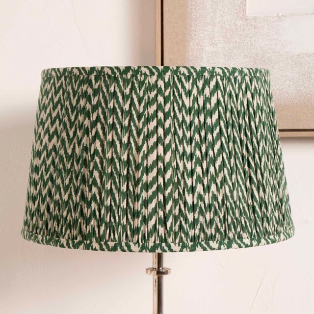 Ruma Forest Green Chevron Tapered Pleat Lampshade For Table Lamps - Size: 20 inches - image 1