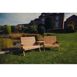 Churnet Valley Garden Furniture Ltd Valley 4 Seat Set 2X2B Angled Tray - Timber - Fully Assembled in Brown - thumbnail 2