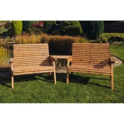 Churnet Valley Garden Furniture Ltd Valley 4 Seat Set 2X2B Angled Tray - Timber - Fully Assembled in Brown - thumbnail 1