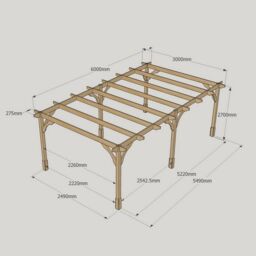 Rutland County Garden Furniture Ltd Premium Pergola 6 Posts - Wood - L300 x W600 x H270 cm - Light Green - thumbnail 6