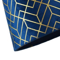 Happy Homewares Navy Blue Velvet Lamp Shade with Geometric Design in Metallic Gold Foil Lines in Midnight - Size: 10 inches - thumbnail 5