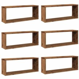 Berkfield Home Wall Cube Shelves 6 pcs Old Wood 60x15x23 cm Engineered Wood in Brown - Size: 60 x 15 x 23 cm - thumbnail 2