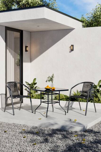 Garden Sanctuary 3Pcs Steel Outdoor Garden Dining Set in Black - image 1