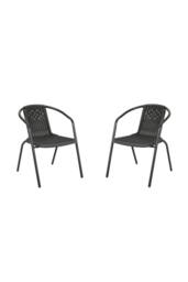 Garden Sanctuary 3Pcs Steel Outdoor Garden Dining Set in Black - thumbnail 4