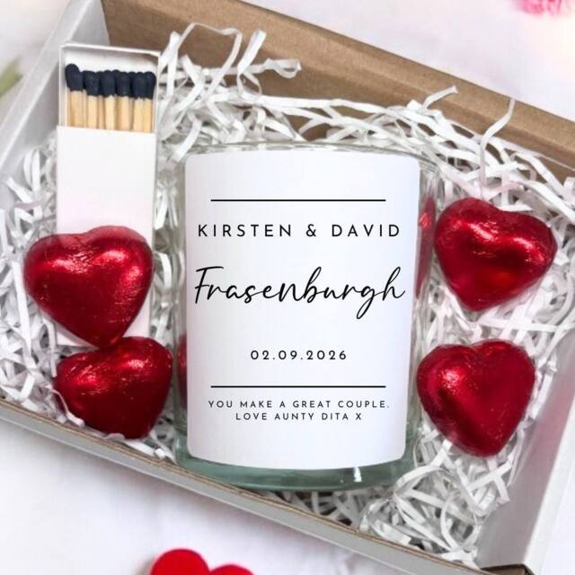 Aye Do Gifts Personalised Black & White Wedding Day Candle Gift Set - image 1