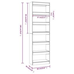 Berkfield Home Book Cabinet/Room Divider Grey Sonoma 60x30x198 cm - Size: 60 x 30 x 198 cm - thumbnail 7