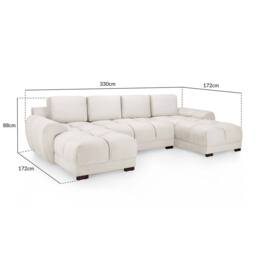 Furnishings For Less UK Zura Cream Fabric Large U Shaped 4 - 5 Seater Sofa Wood Legs - thumbnail 9