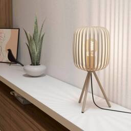 Eglo Romazzina Sandy-Coloured Caged Table Lamp in Beige - thumbnail 1