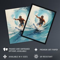 "Artery8 The Endless Summer Surfers Crest Of The Wave Artwork Extra Large XL Unframed Wall Art Poster Print - Size: W24"" x H32""" - thumbnail 2