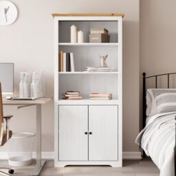 Berkfield Home Bookcase BODO White & Brown 80x40x172 cm Solid Wood Pine - Size: 80 x 40 x 172 cm - thumbnail 1