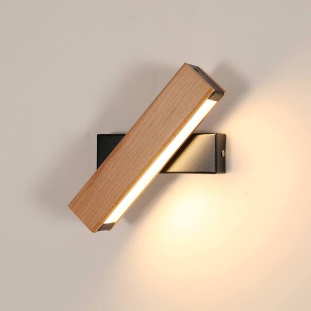 Pheashine Sleek Wall Light Black Wood Built-in LED 4W 3000K Warm White in Light Brown - image 1
