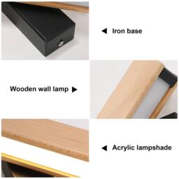 Pheashine Sleek Wall Light Black Wood Built-in LED 4W 3000K Warm White in Light Brown - thumbnail 6