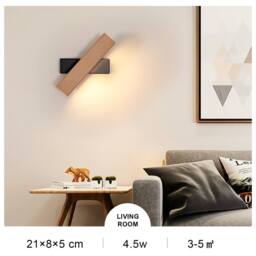 Pheashine Sleek Wall Light Black Wood Built-in LED 4W 3000K Warm White in Light Brown - thumbnail 9
