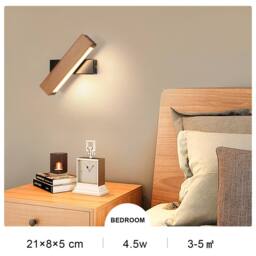 Pheashine Sleek Wall Light Black Wood Built-in LED 4W 3000K Warm White in Light Brown - thumbnail 7