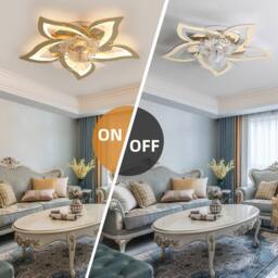 NIVOR 5 Leaf Dimmable Ceiling Fan with Light with Remote 6 Speeds Gold - thumbnail 5