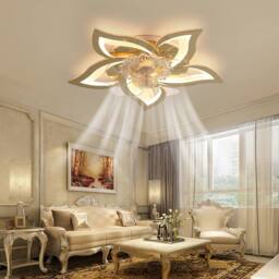 NIVOR 5 Leaf Dimmable Ceiling Fan with Light with Remote 6 Speeds Gold - thumbnail 8