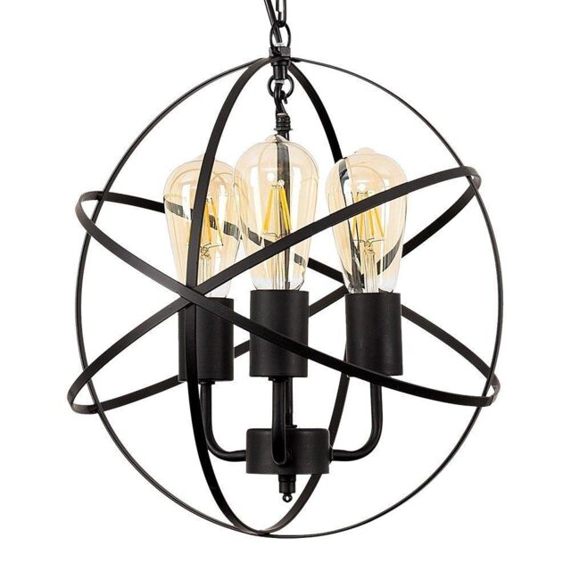 ValueLights Dalton Industrial 3 Way Black Ceiling Light Pendant - image 1