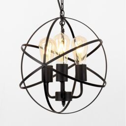 ValueLights Dalton Industrial 3 Way Black Ceiling Light Pendant - thumbnail 3
